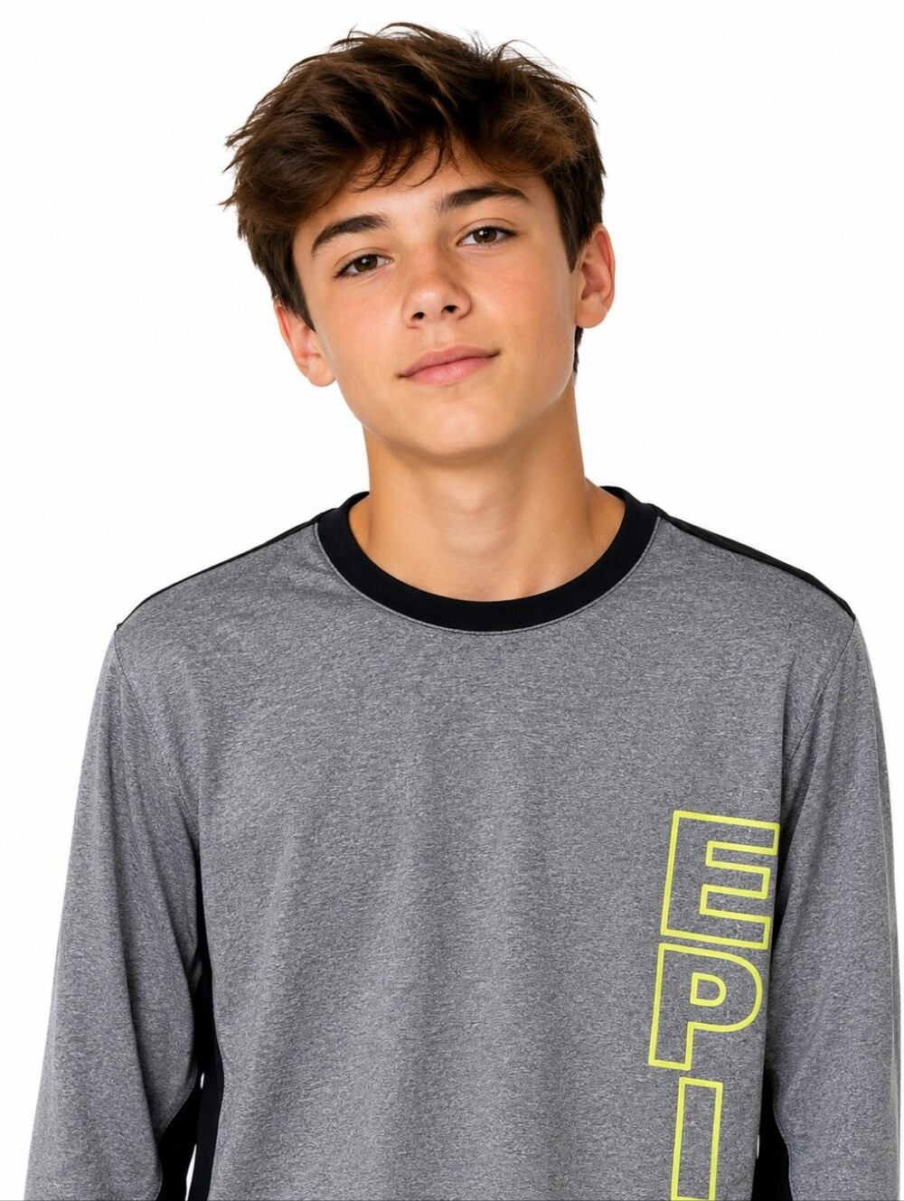 Grey Long-Sleeve Kids' Top with EPIC  Neon Logo sz14